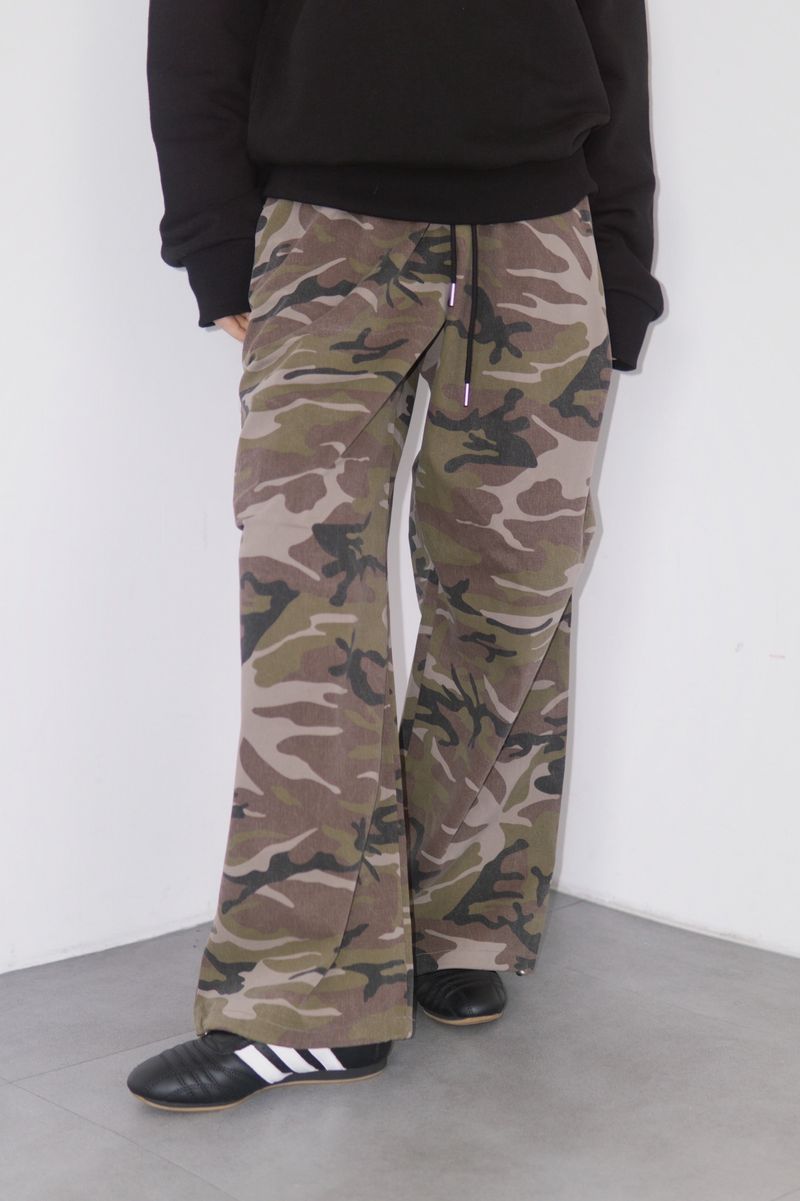 camo casual banding straight pants