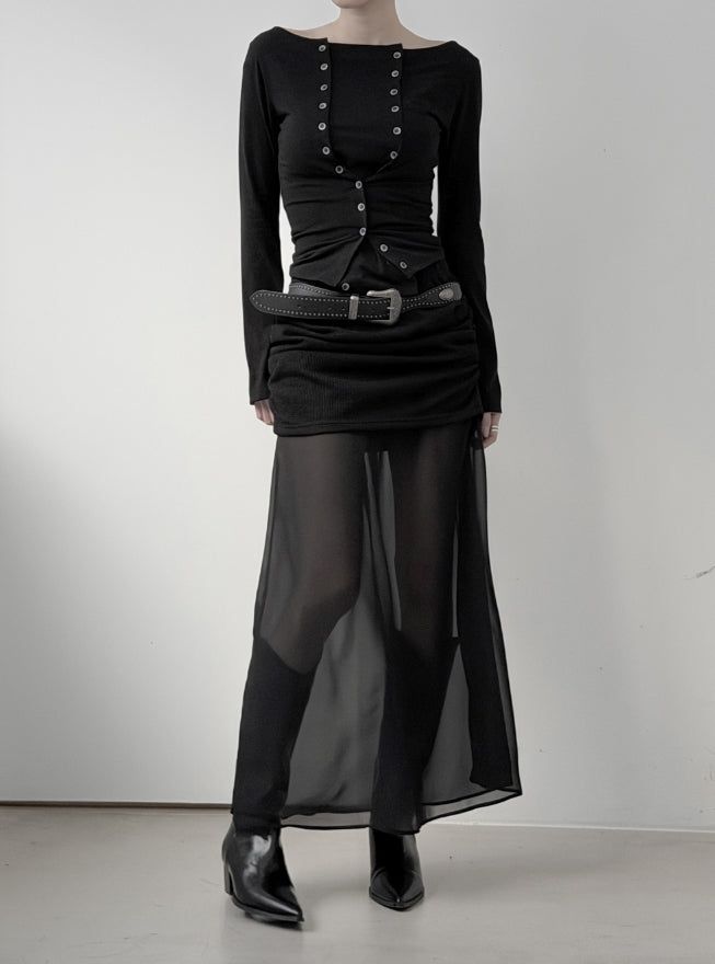 Cente Chiffon Layered Long Skirt