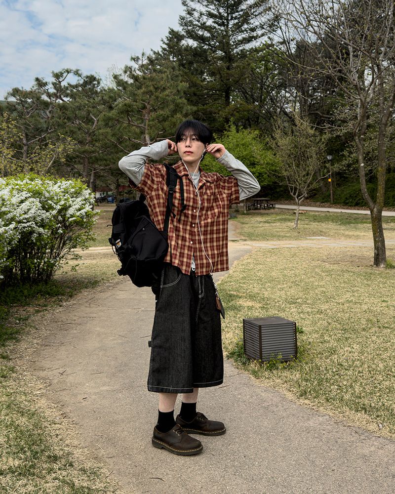 Rendro Square Check Half Shirt