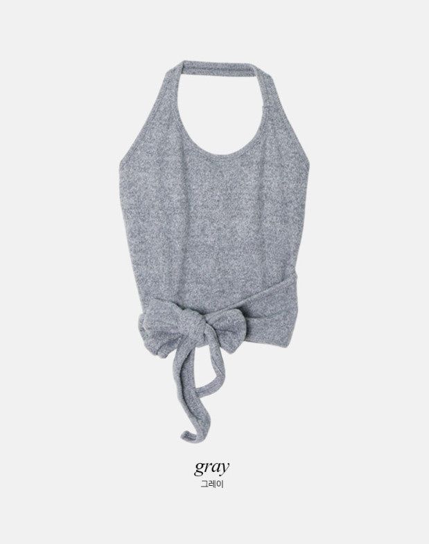 Halter Neck Wrap Knit Bustier (3color)