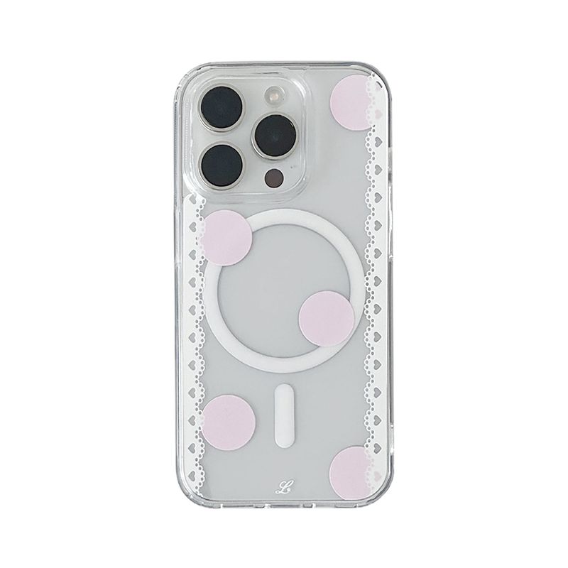 LOVD（ラブド）の「[MADE] [+MagSafe] ポルカ レース スマホケース ピンク (clear jelly hard)（スマホグッズ/小物）」