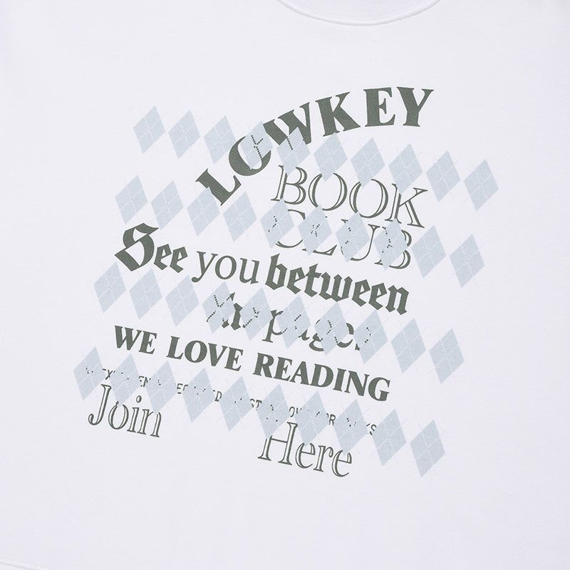 LOWKEY BOOK CLUB ARGYLE PATTERN SWEATSHIRT [WHITE]
