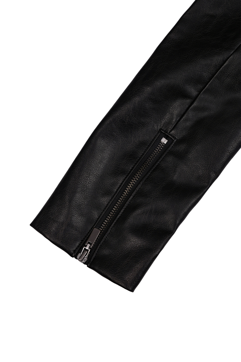 ANTIQUE ROSE SLIM RIDER JACKET #LEATHER BLACK