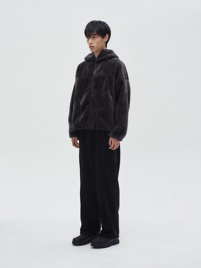 FLEECE HOOD ZIP-UP [Charcoal]