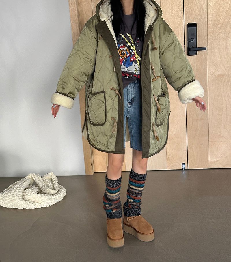 a quilted padded jacket with wool