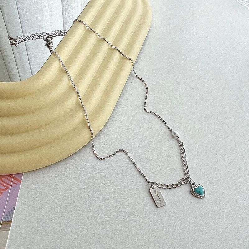 step turquoise gemstone color heart resort necklace