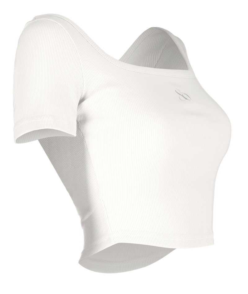 [Seow] Croped logo T-shirts, white