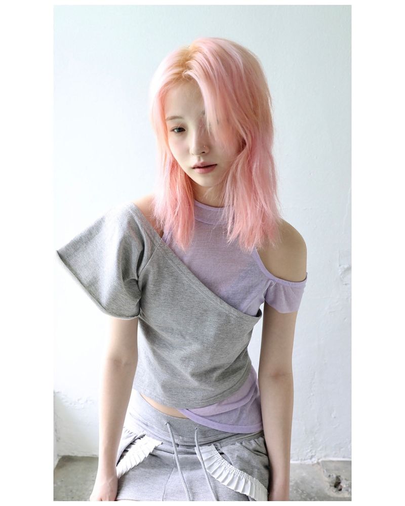 LAYERED SWEAT TOP GREY