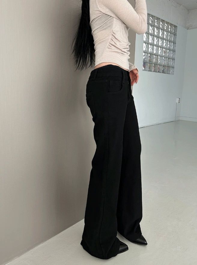 Slim fit low semi-boot pants