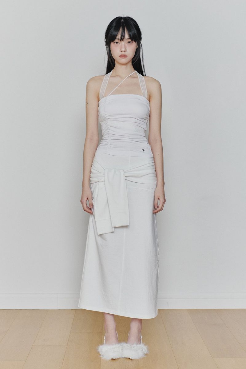ANGEL SHIRRING TOP white