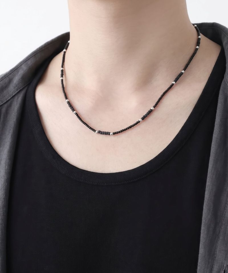 BASSCLEF（ベースクレフ）の「Men’s black beaded necklace_CLEF GROOVE LINK NEC（Accessories）」