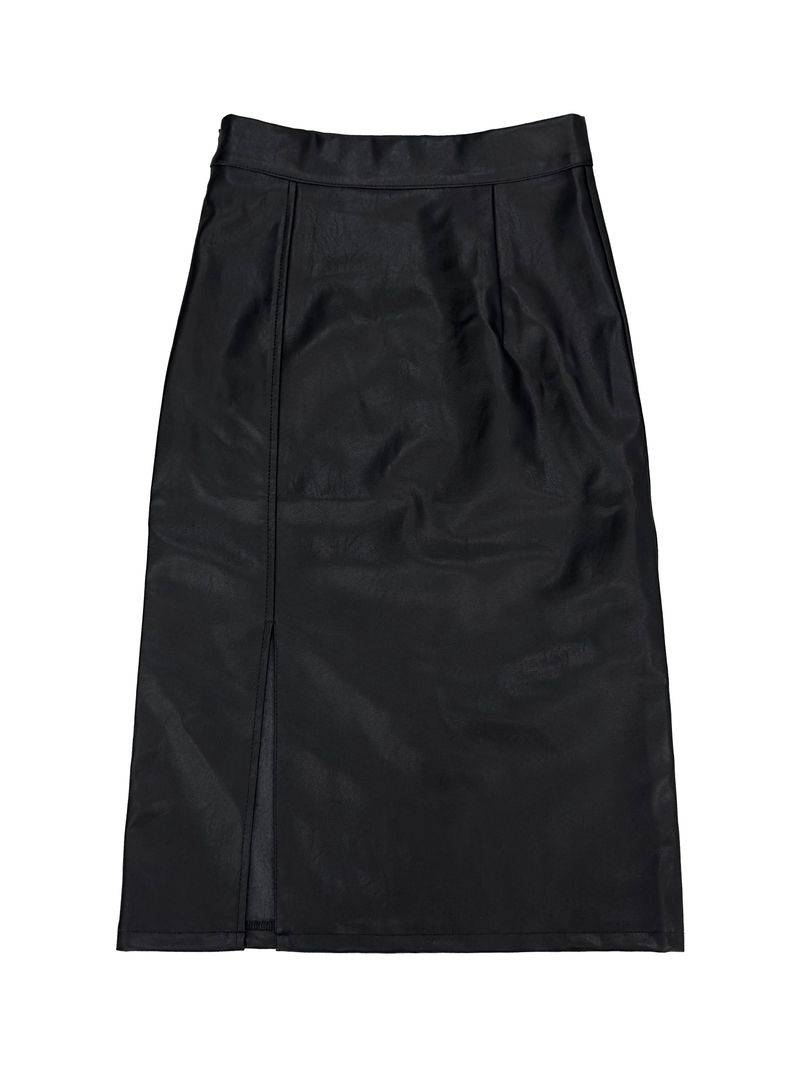 noir slit midi leather skirt