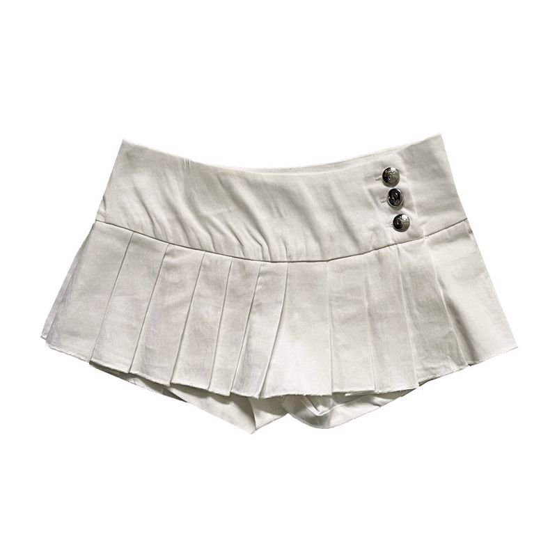 Button pleated skirt pants