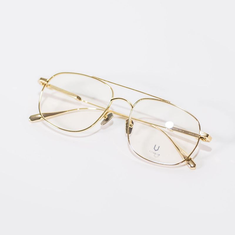Knouun Square titanium glasses CODE. 102. G Yellow Glod