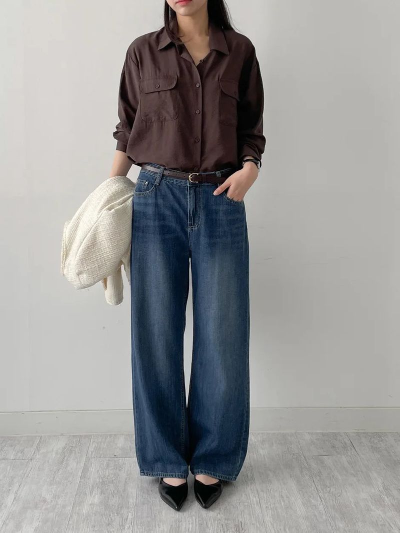 225 Brushed Wide Denim Pants (2C)