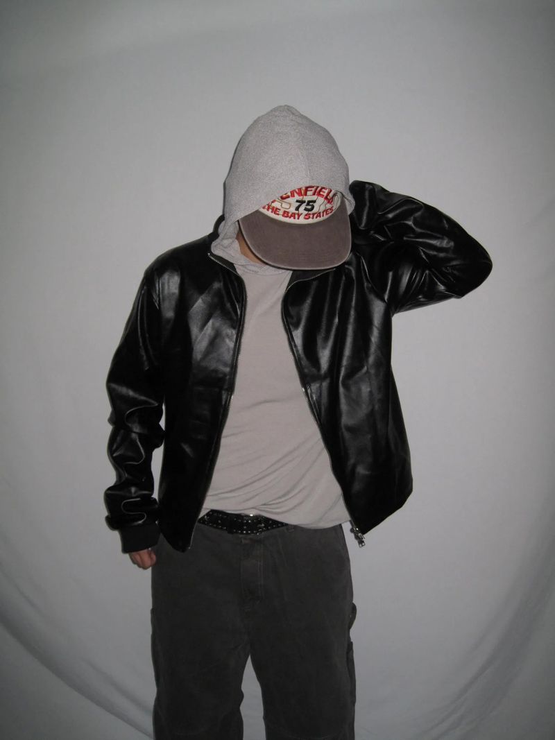 Leather Jersey Zip-Up Jacket