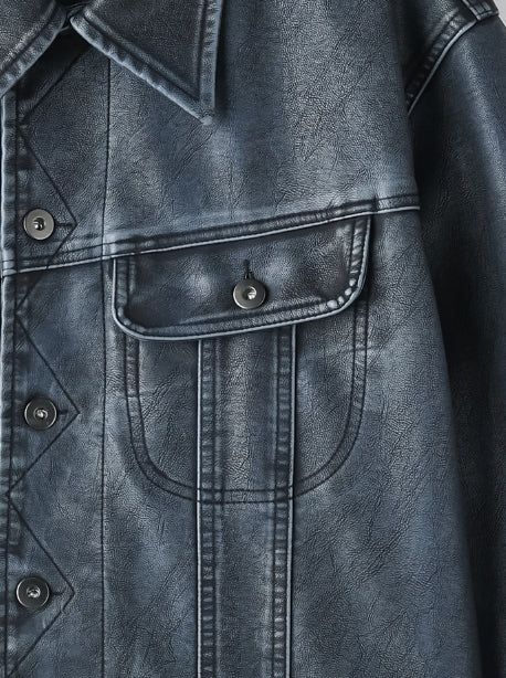 Creep Vintage Leather Trucker Jacket