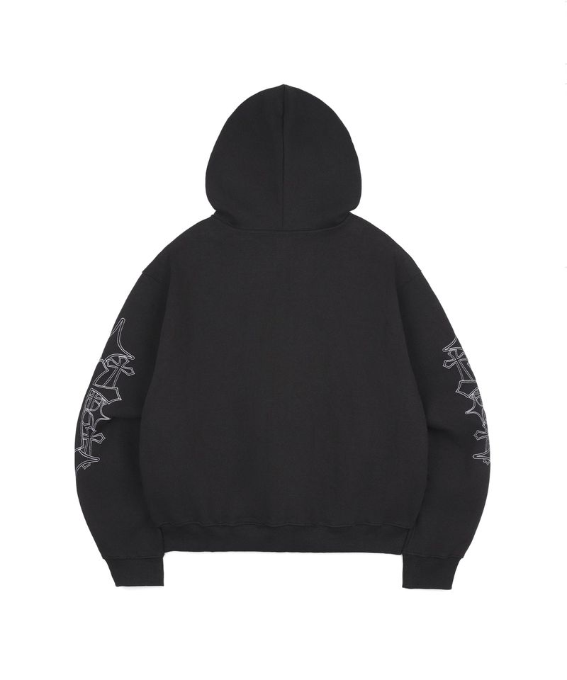 Needle Work Hoodie Zip-Up - Black