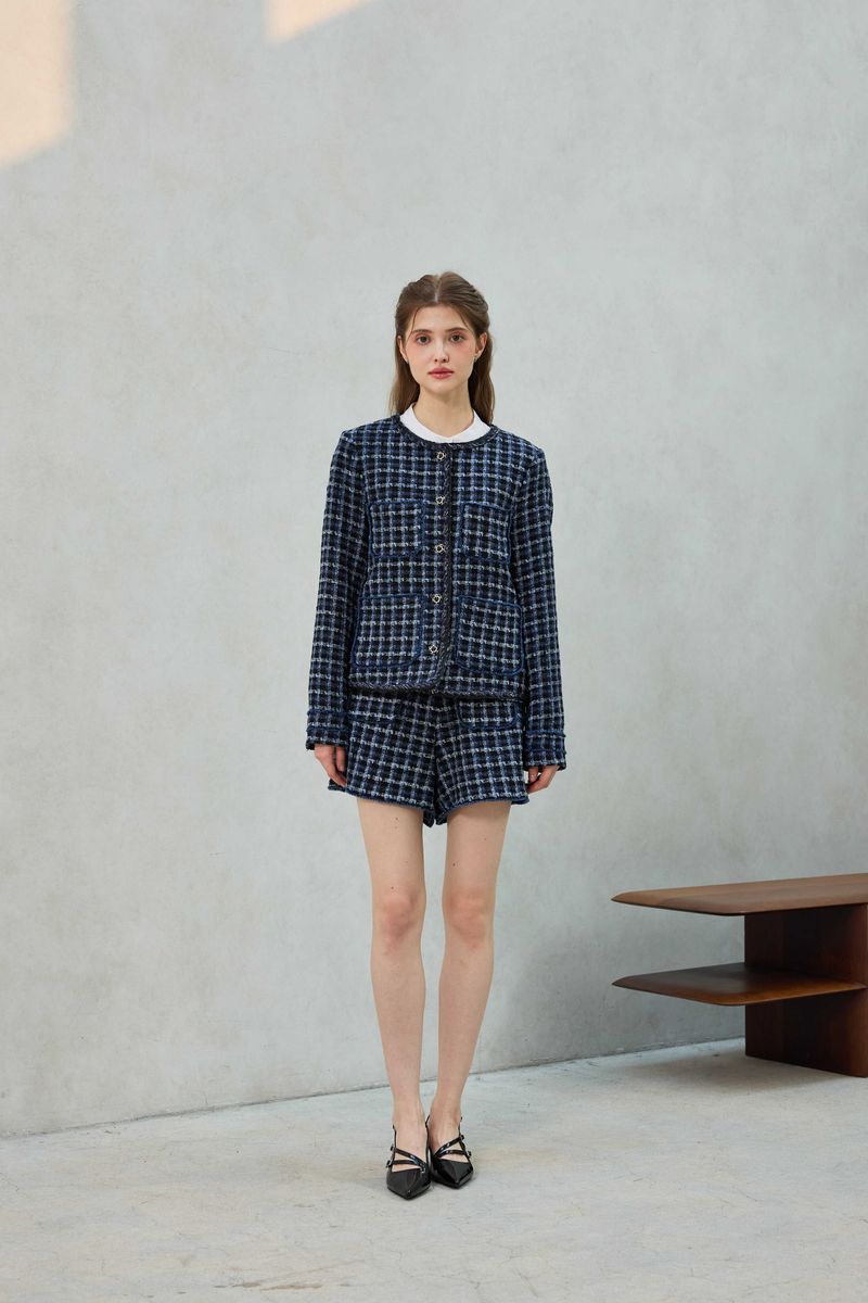 COMELY TWEED SHORTS PANTS / BLACK