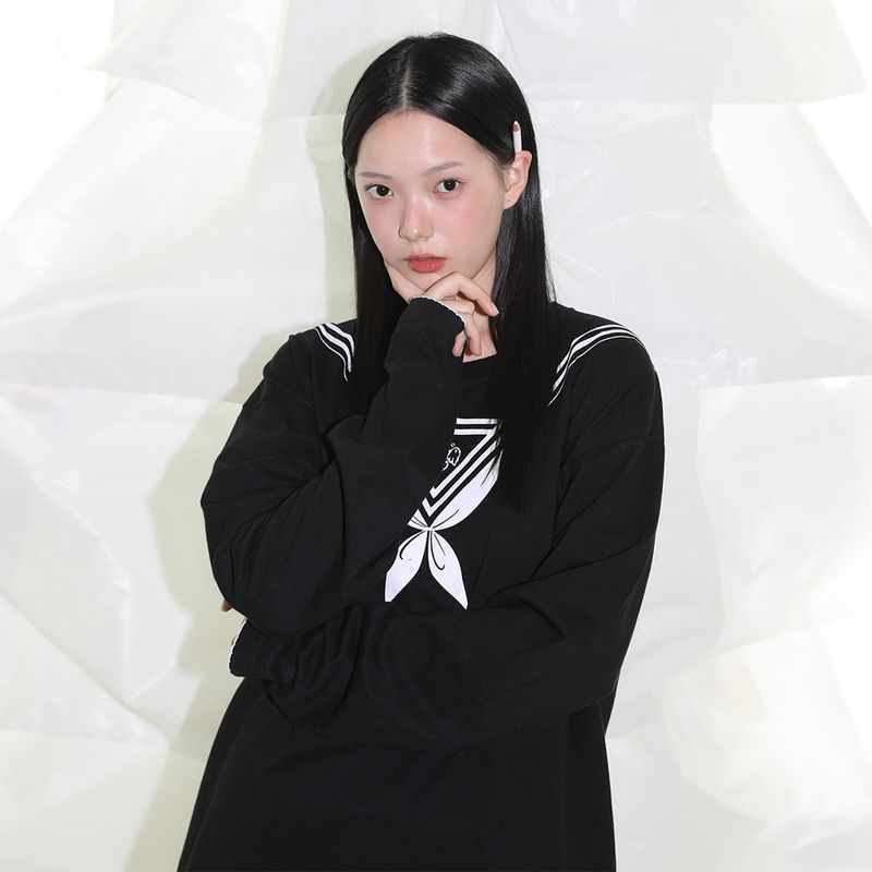Sailor Printed T-shirt - BLACK