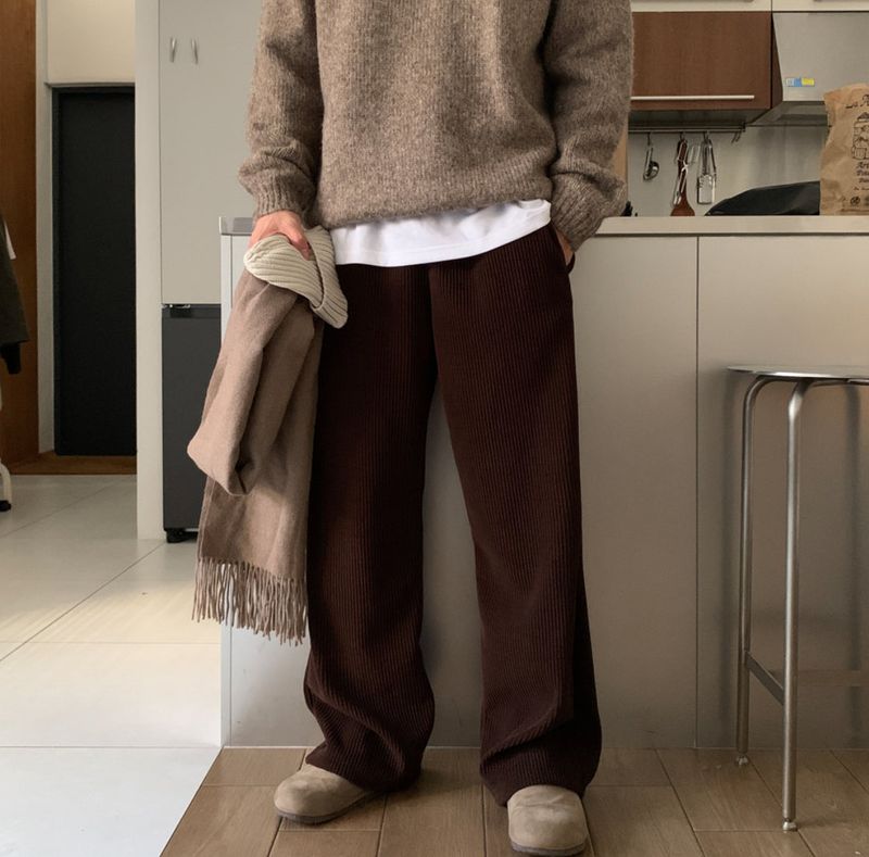 リウオーバーフィットウールミックスラウンドニット