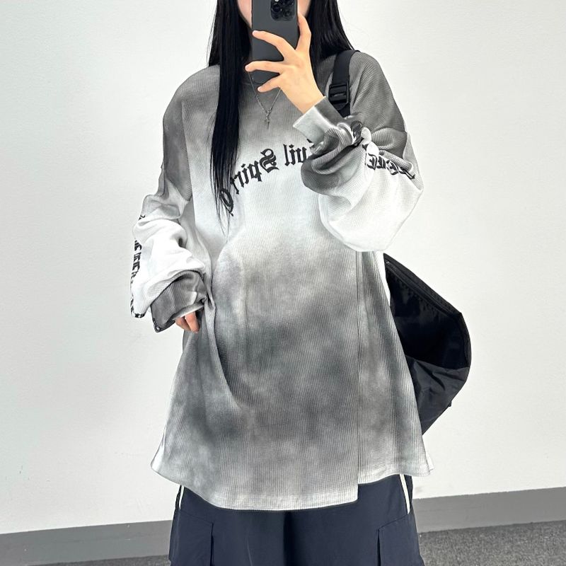 PEARCLAN（ペアクラン）の「waffle dirty lettering long sleeve（Tops）」