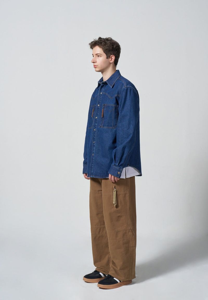 VINTAGE WASHED TAIL POCKET PANTS - BEIGE