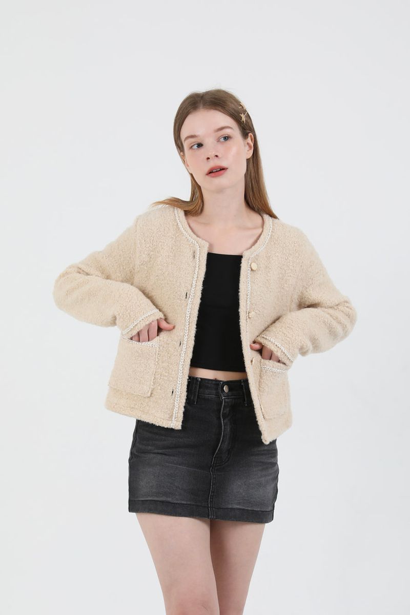 cattline(カトリーヌ)の「Tweed Wool Fur Jacket Beige(Jackets/Outerwear)」