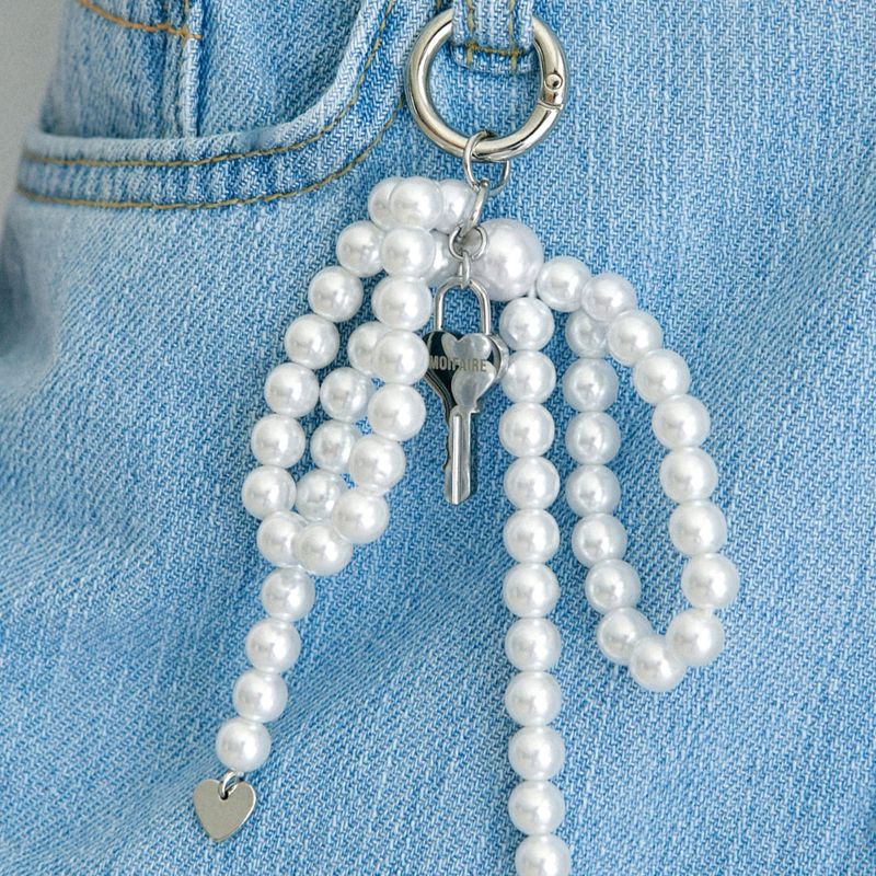  PEARL HEART KEYLING / SILVER