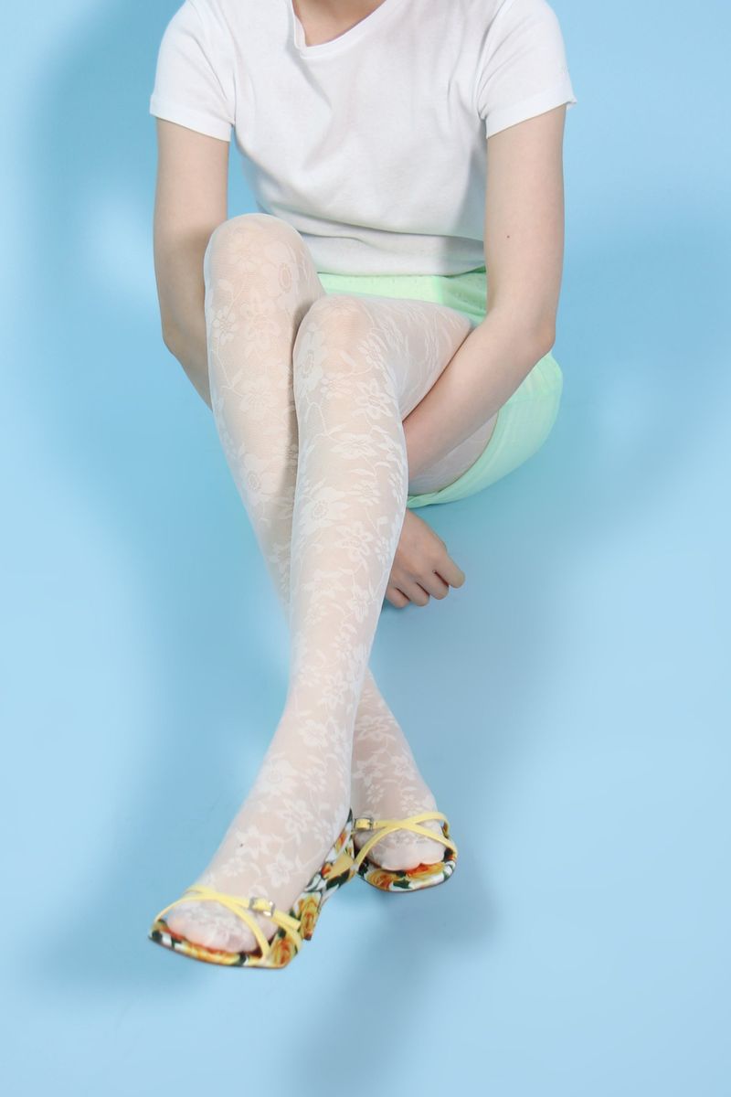 retro flower tights (ivory)