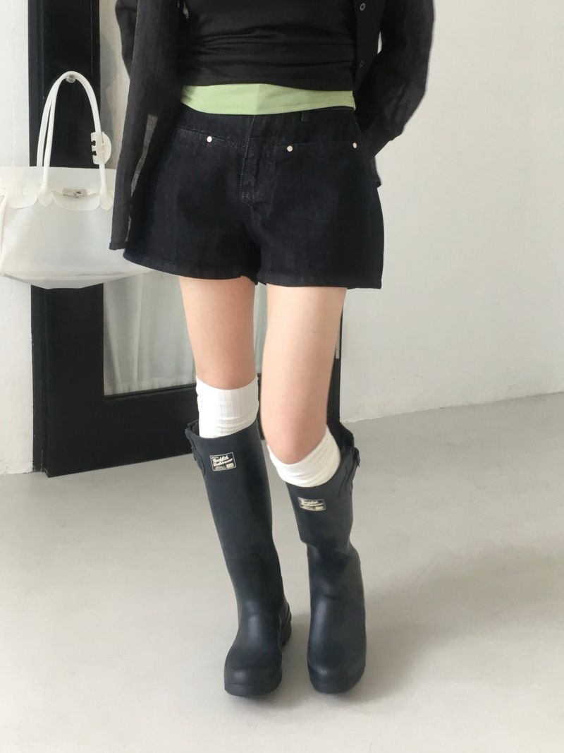 Rivet Pocket Denim Raw Paper A Shorts (2c)