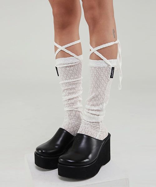 LACE LONG SOCKS(WHITE)