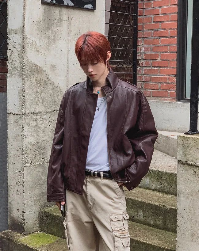 Raoul High-Neck Leather Jacket