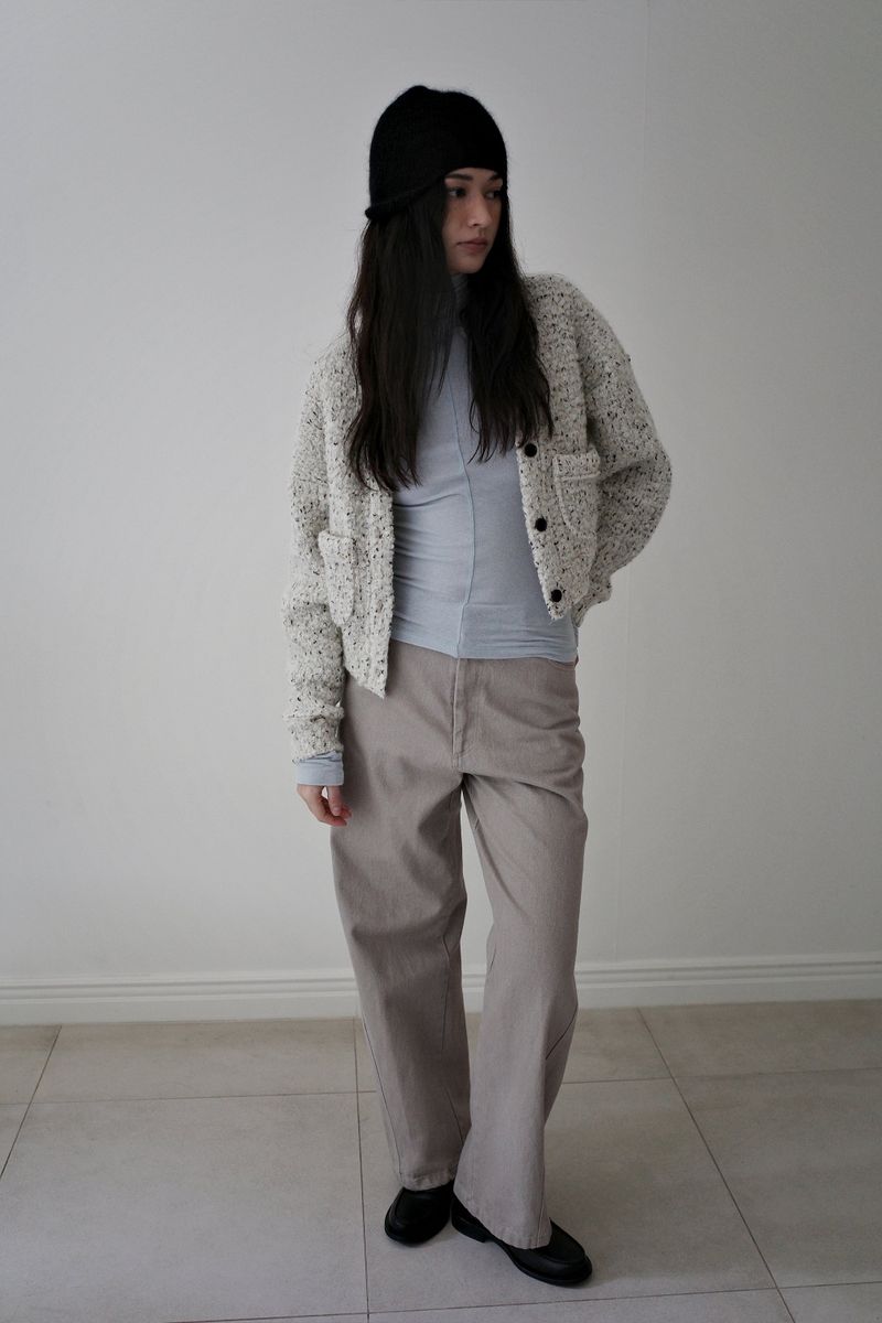 Washed straight leg pants, Beige