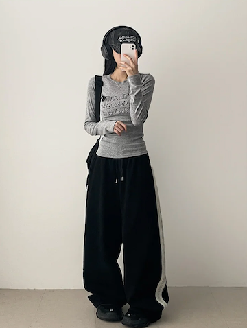 Enz Side Track Line Wide Pants