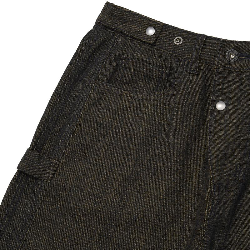Indian double knee denim pants / Yellow black