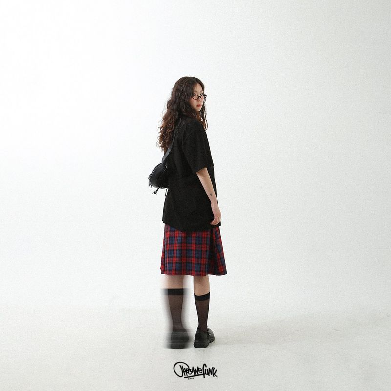 TARTAN CHECK WRAP SKIRT RED