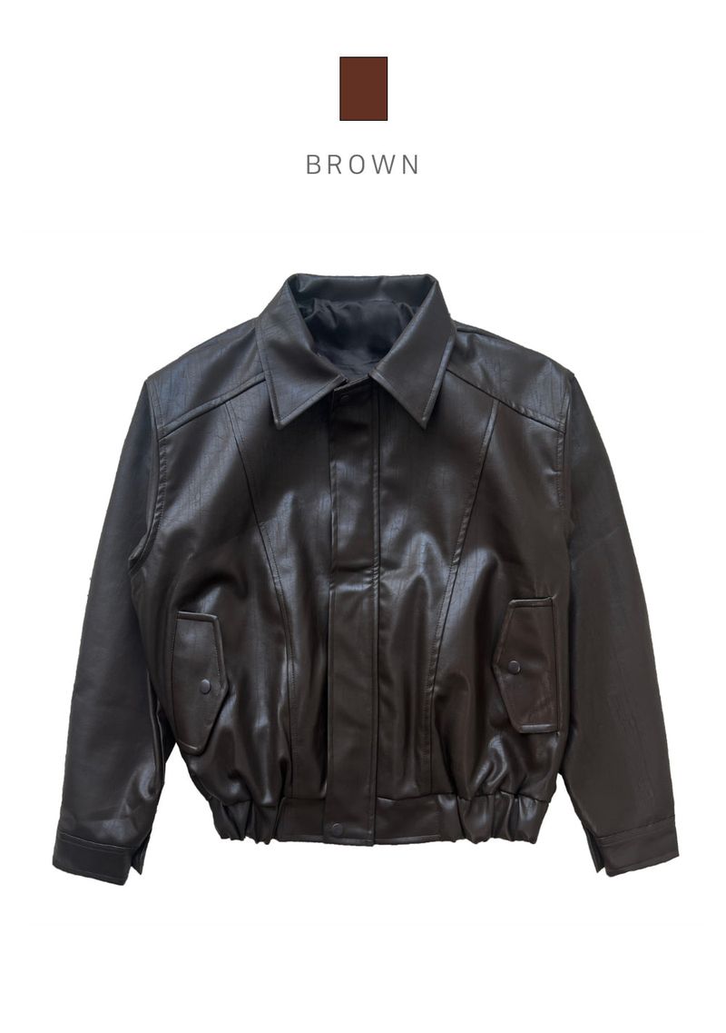 Old box leather bike overfit leather jacket (2 colors)