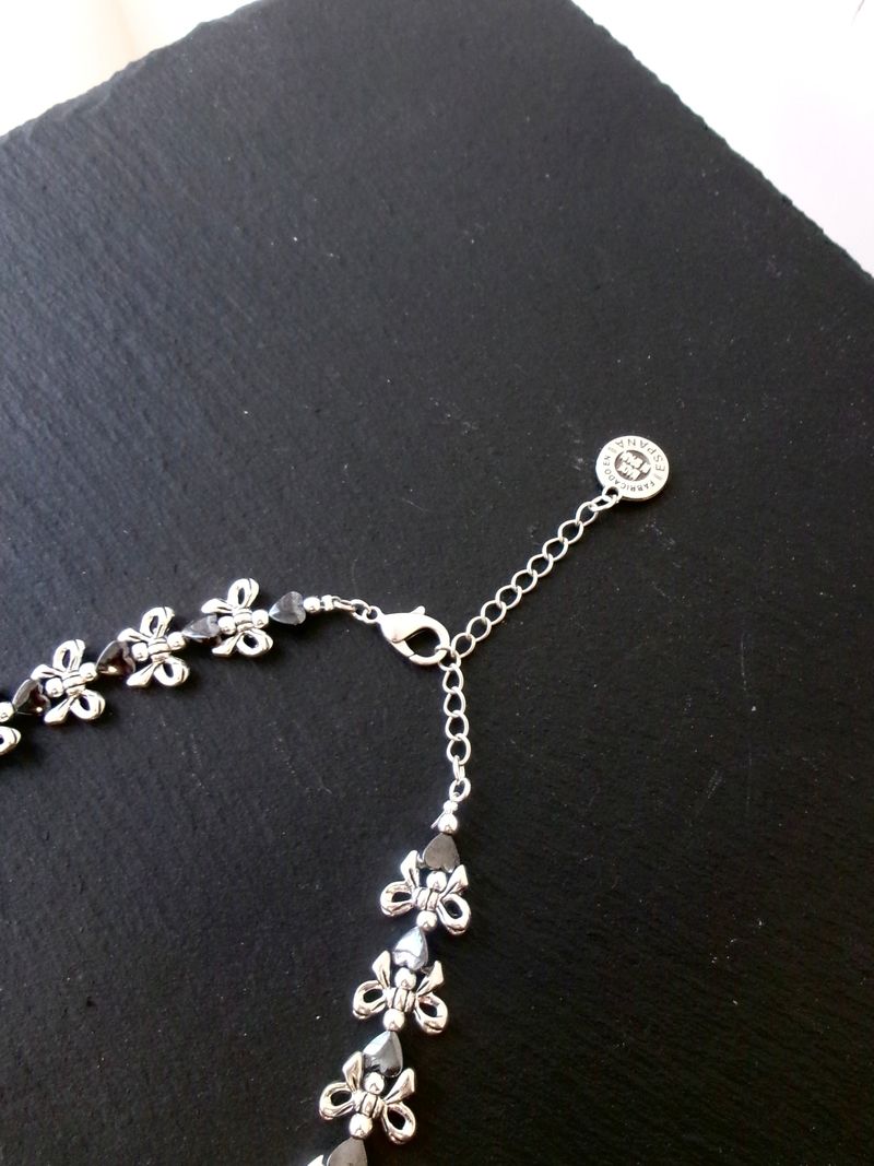 Silver Plated Ribbon Heart Necklace