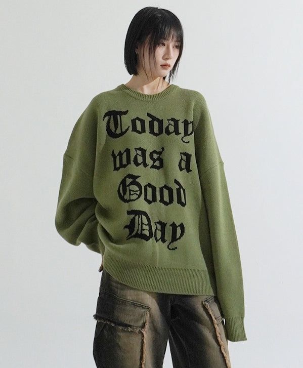 Lettering oversize heavy knit