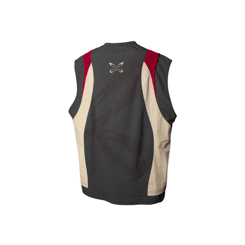 RELABEL Time Element (Overlay & Spread) Double Layered Mesh Patchwork Nylon Colour Block Sports Tank Top
