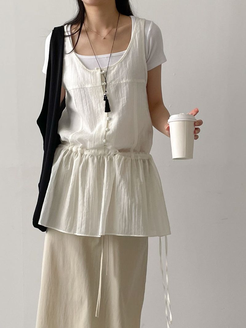 INCHANT ME（インチャントミー）の「Somi See-through Frill Sleeveless Blouse（Tops）」