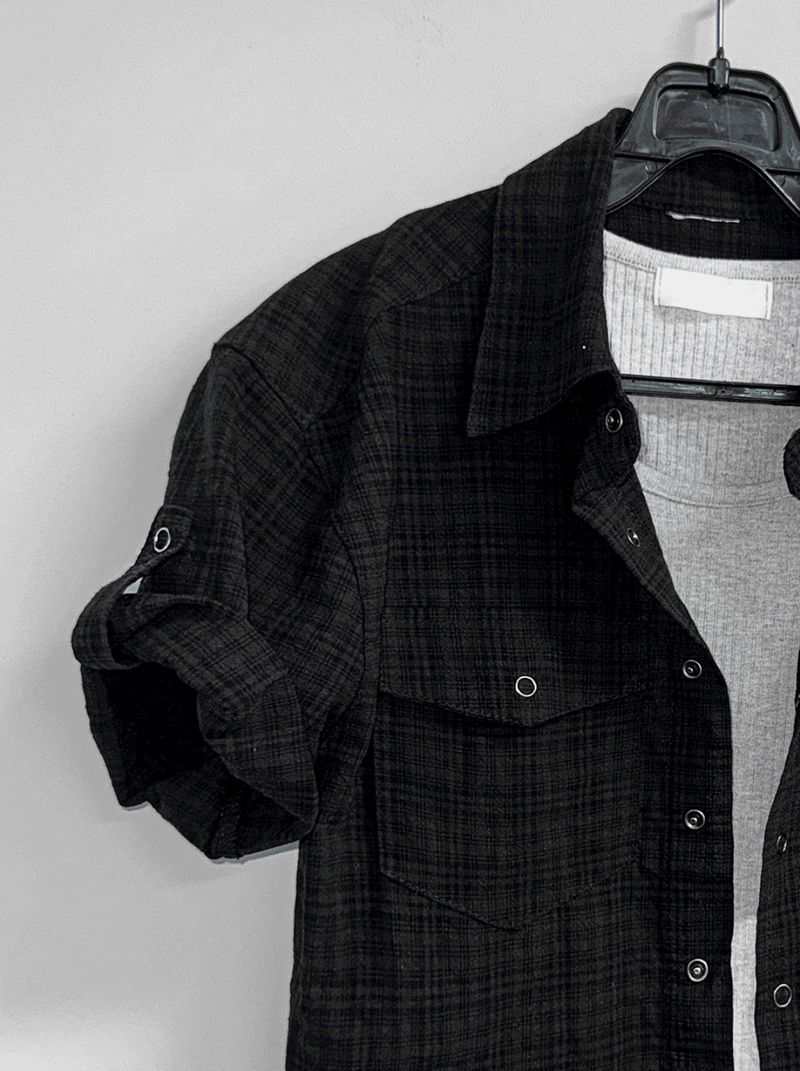 Plaid Roll-Sleeve Shirt