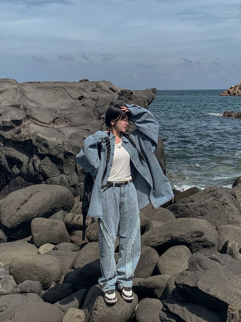 (UNISEX) ミストデニムシャツジャケット
