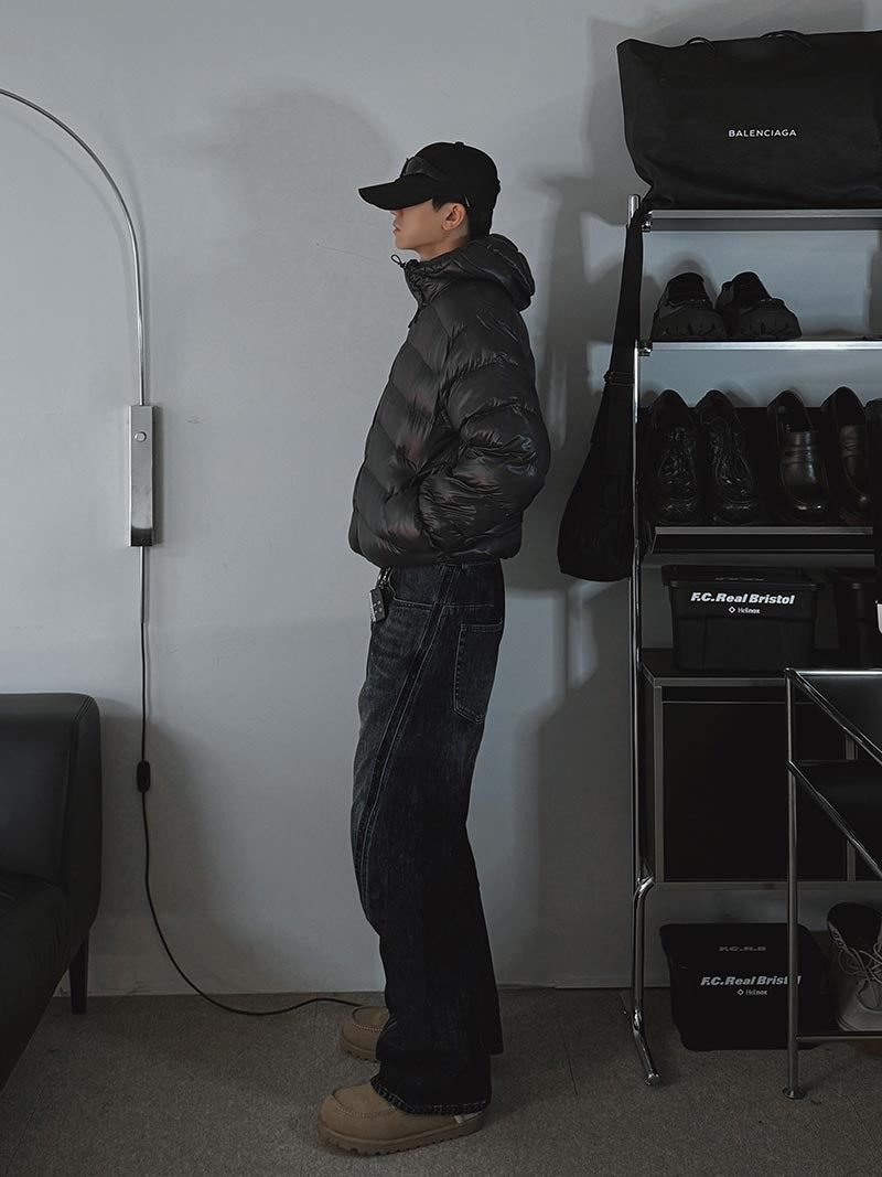 [Premium] Floppy Curved Denim Pants (Blue)