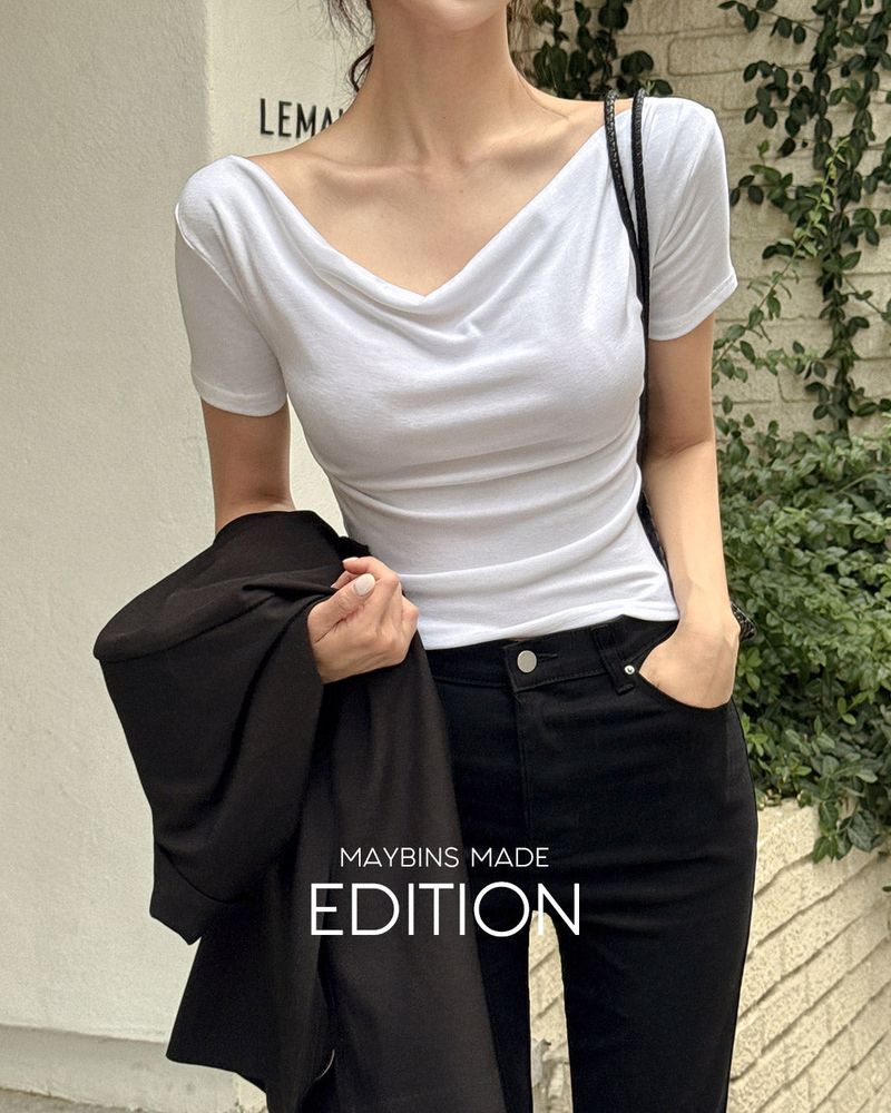 [MADE] Ellora drape shirring T‑shirt