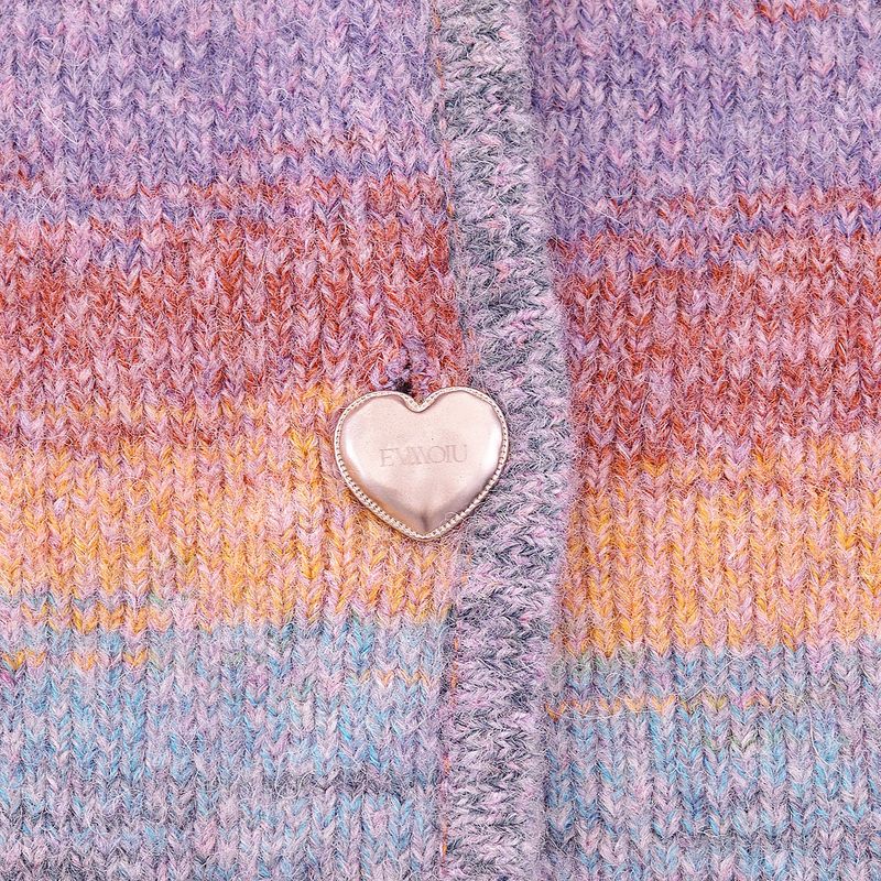 PASTEL GRADATION HEART BUTTON CARDIGAN - PURPLE