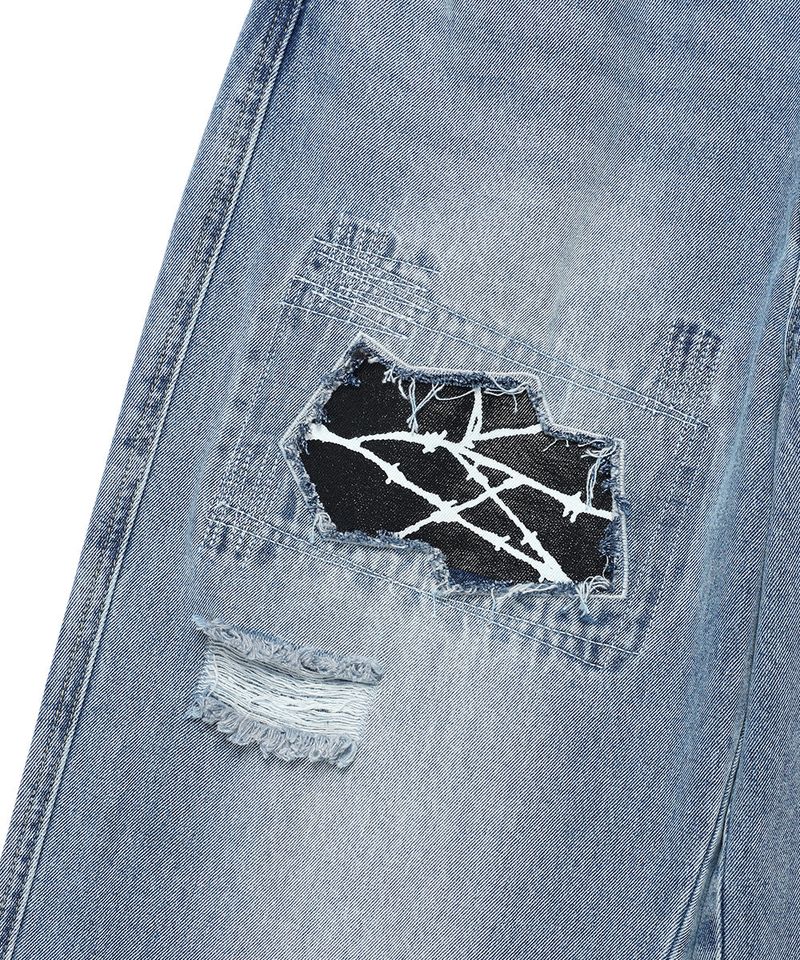 DAMAGED STAR DENIM PANTS BLUE(CV2ESUD110A)