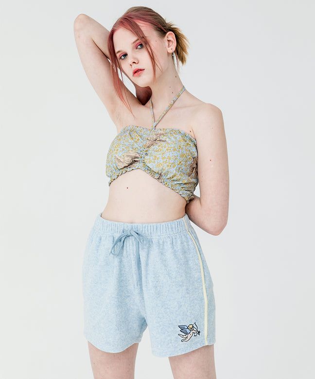 EMBROIDERY TOWEL HALF PANTS