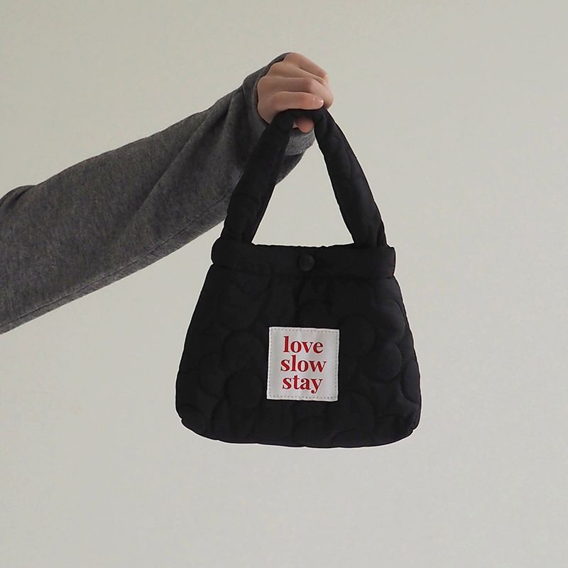 love slow stay(ラブ スロー ステイ)の「flower padding tote-black(Bags)」